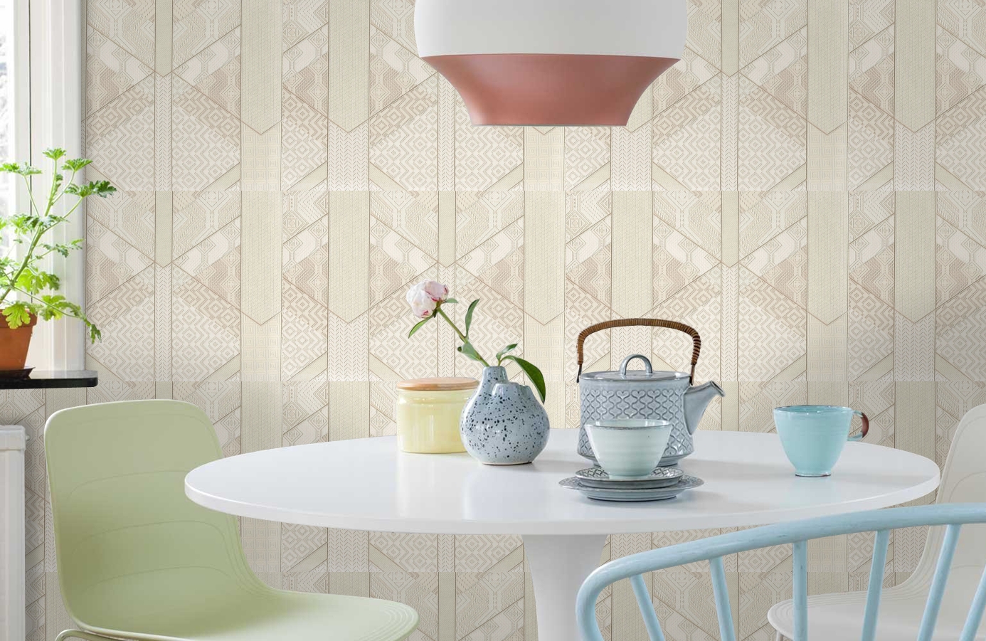 Обои 7004-17 фото в интерьере кухни