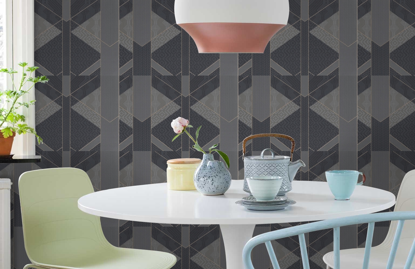 Обои 7004-20 фото в интерьере кухни