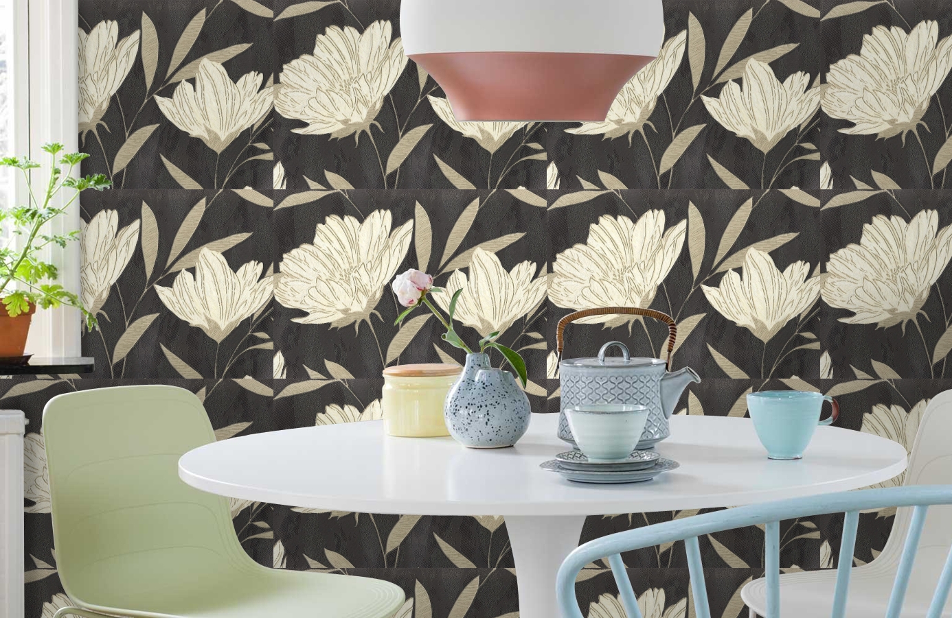 Обои 7011-22 фото в интерьере кухни