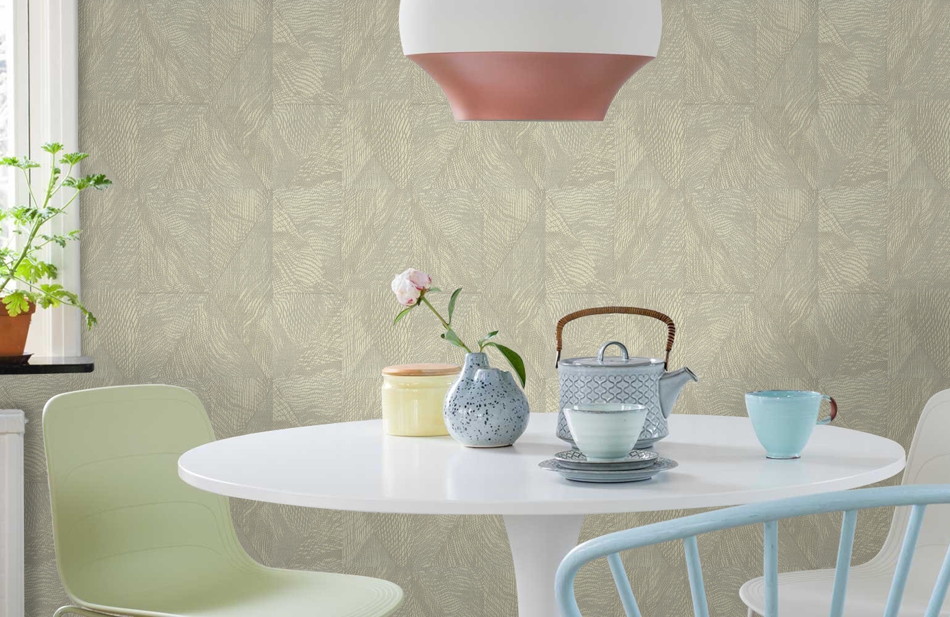 Обои 7026-04 фото в интерьере кухни