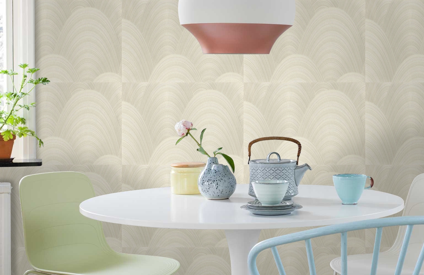 Обои 7028-05 фото в интерьере кухни