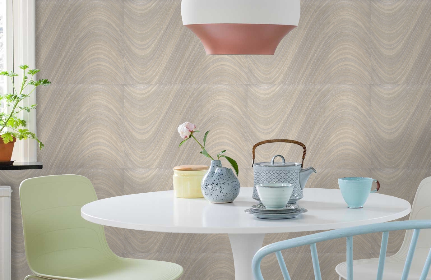 Обои 7029-01 фото в интерьере кухни