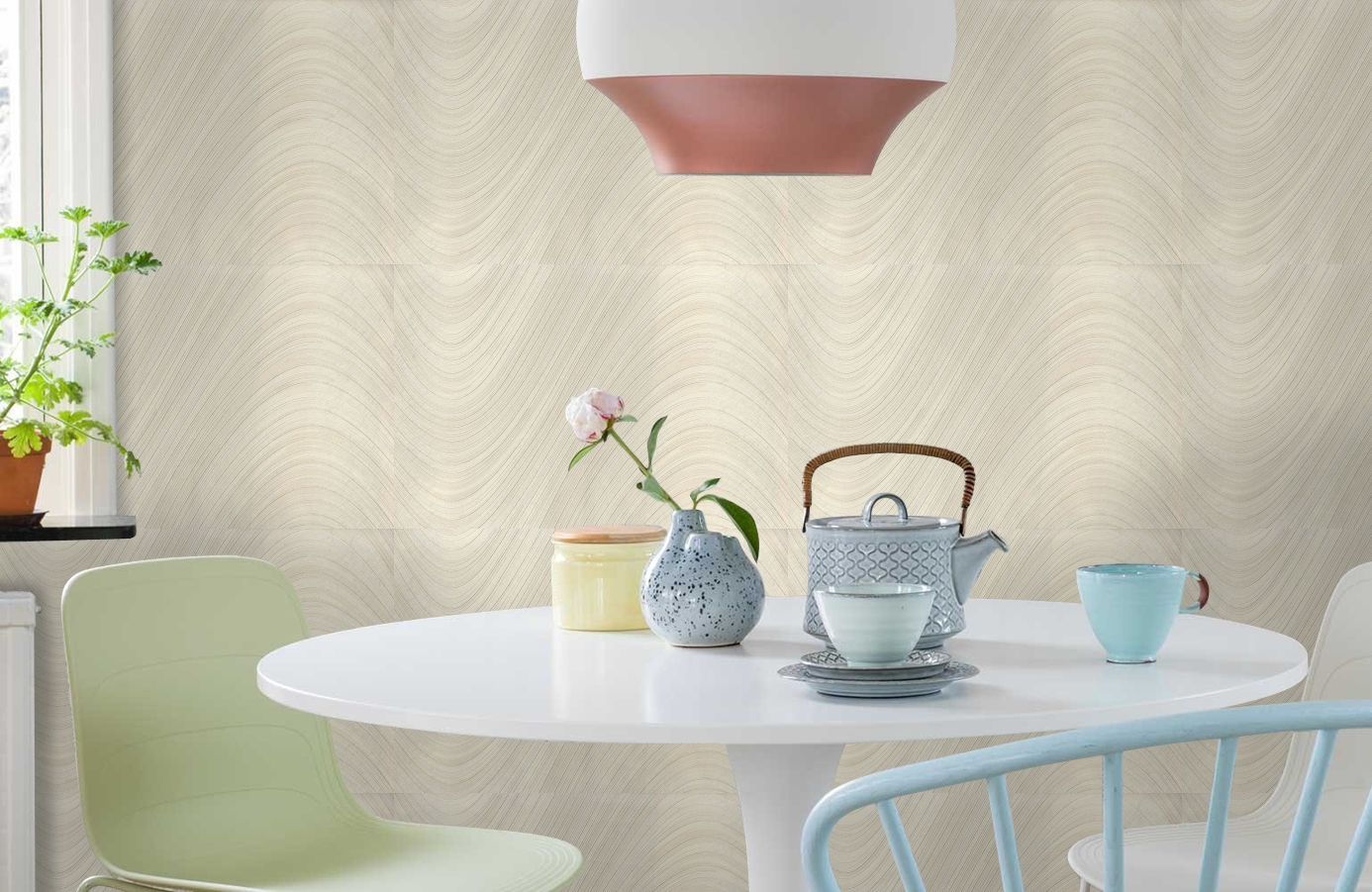 Обои 7029-05 фото в интерьере кухни