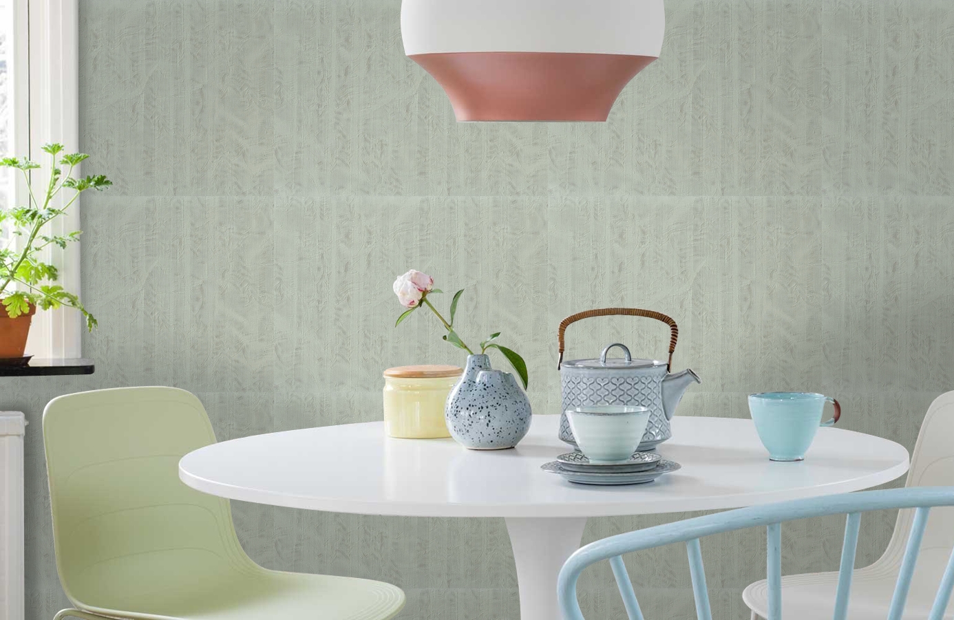 Обои 7048-04 фото в интерьере кухни