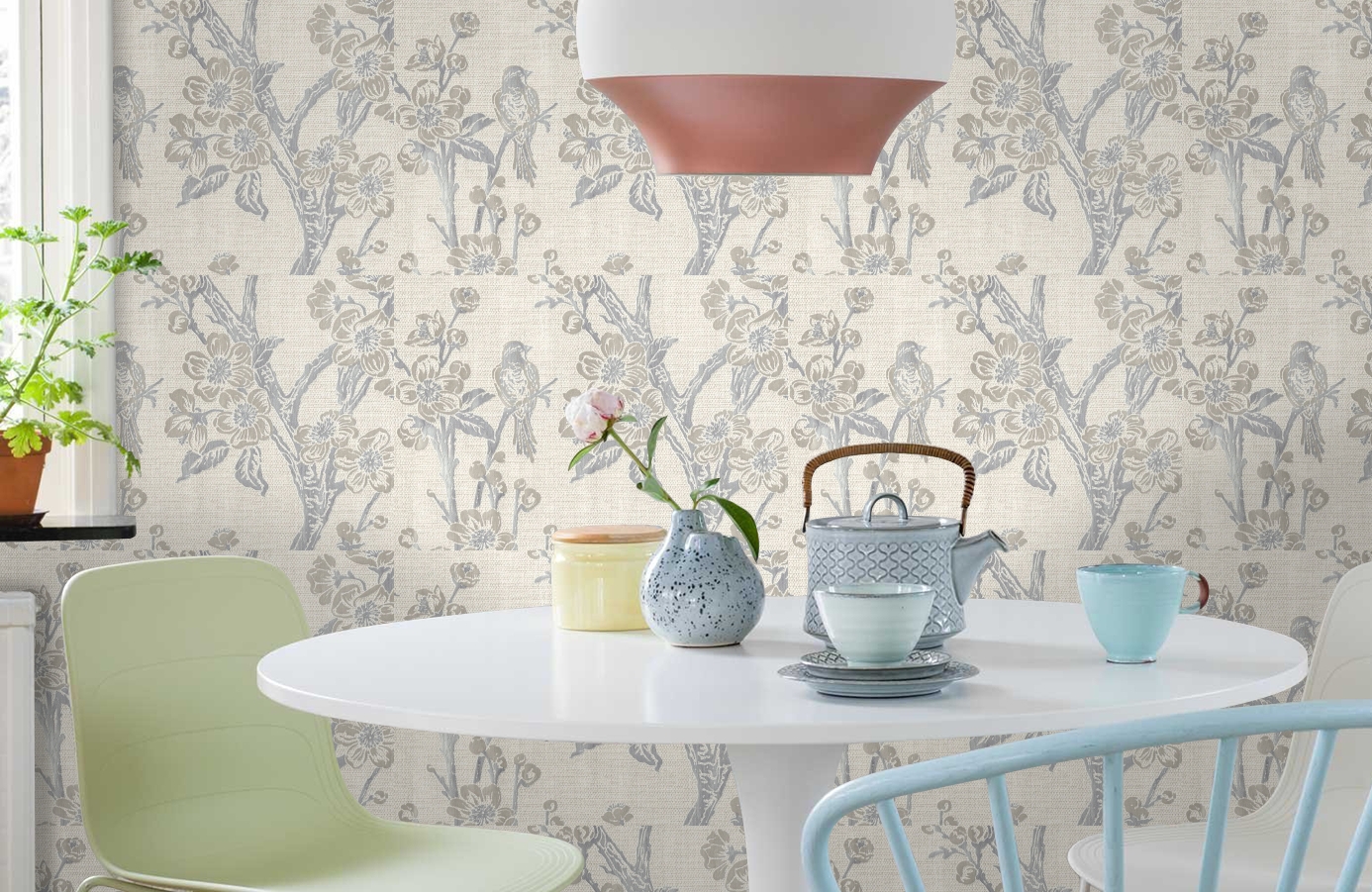 Обои 7049-00 фото в интерьере кухни