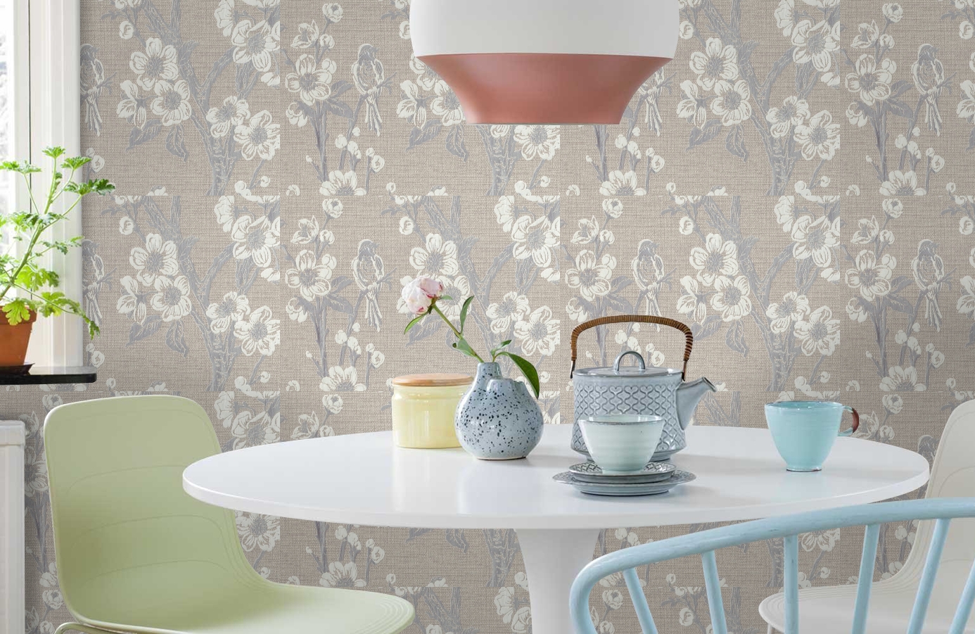 Обои 7049-01 фото в интерьере кухни