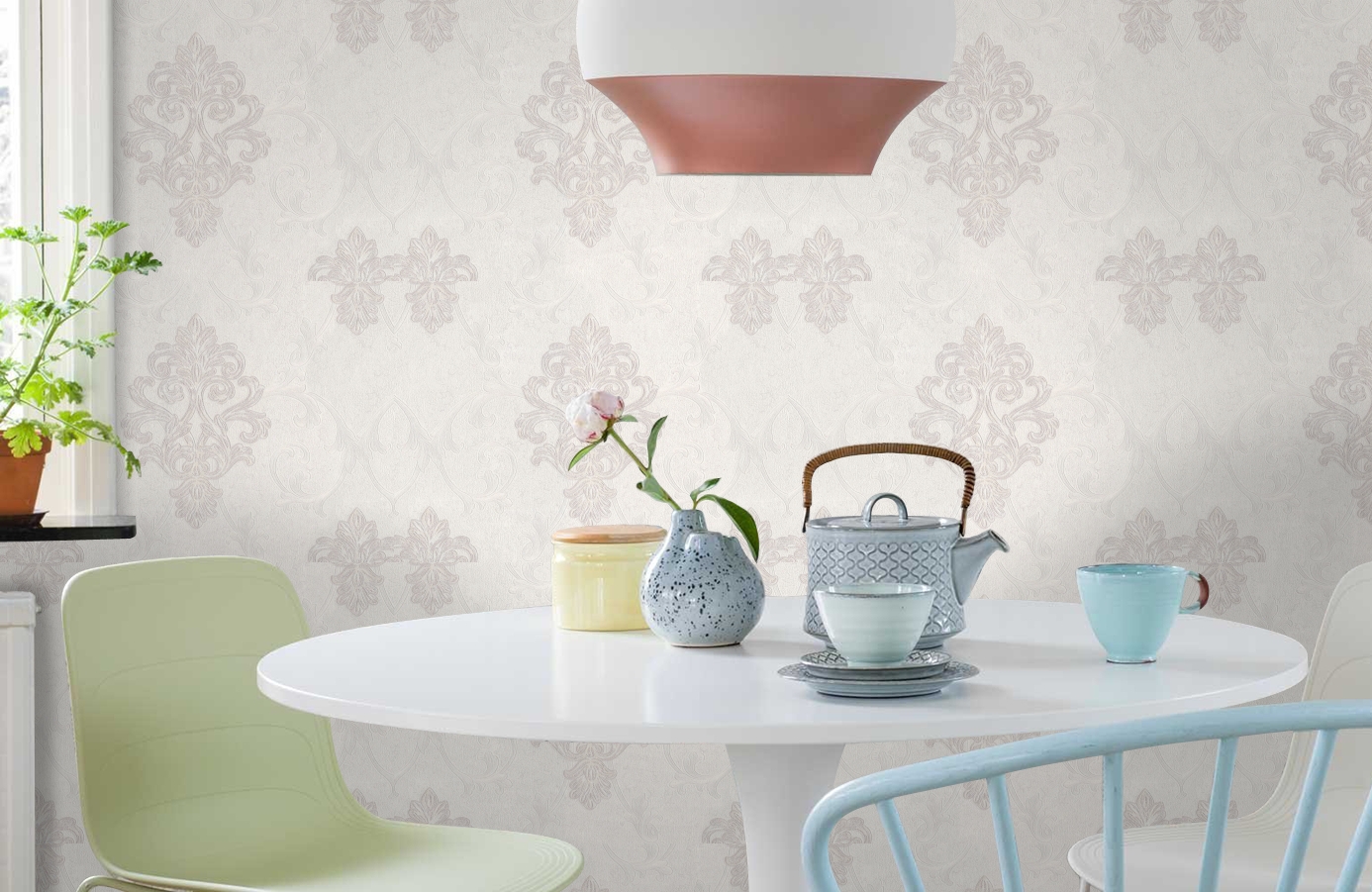 Обои 7053-00 фото в интерьере кухни