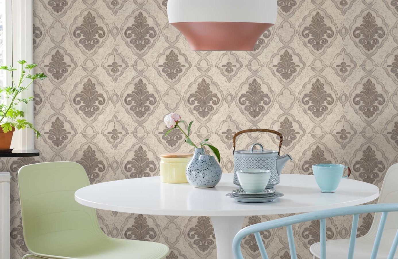 Обои 7055-06 фото в интерьере кухни