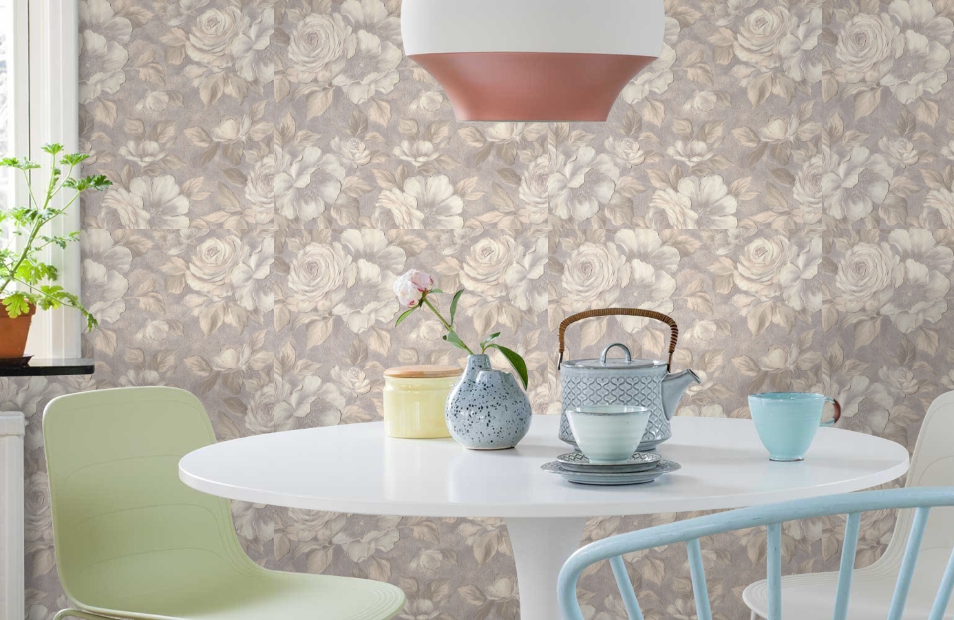 Обои 7053-21 фото в интерьере кухни