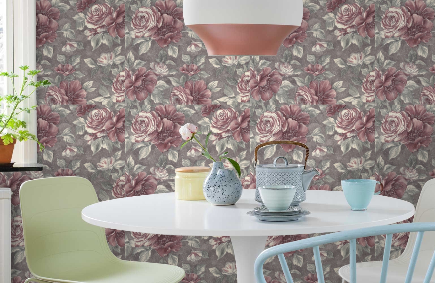 Обои 7053-22 фото в интерьере кухни