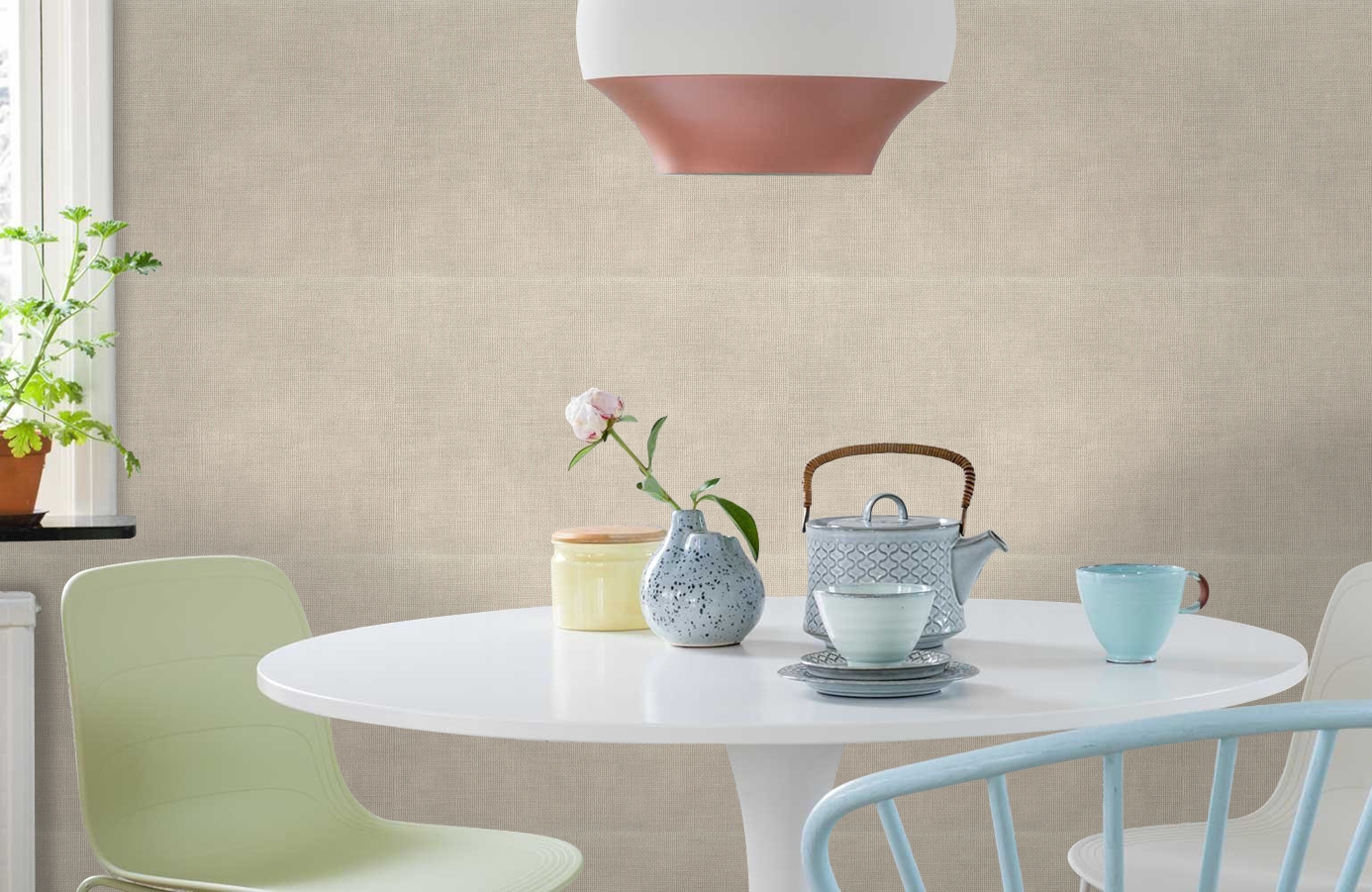 Обои 7061-01 фото в интерьере кухни