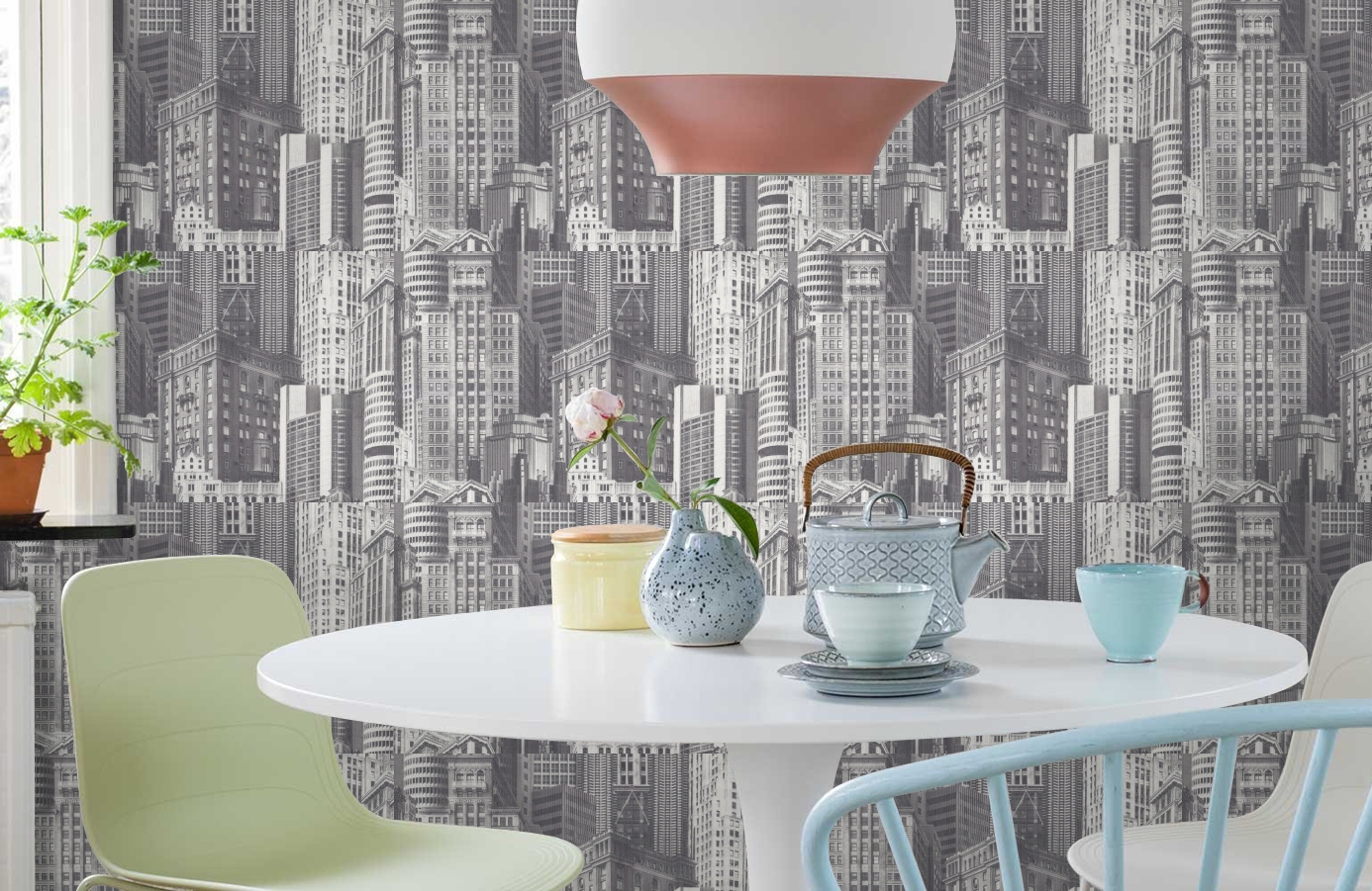 Обои 7062-11 фото в интерьере кухни