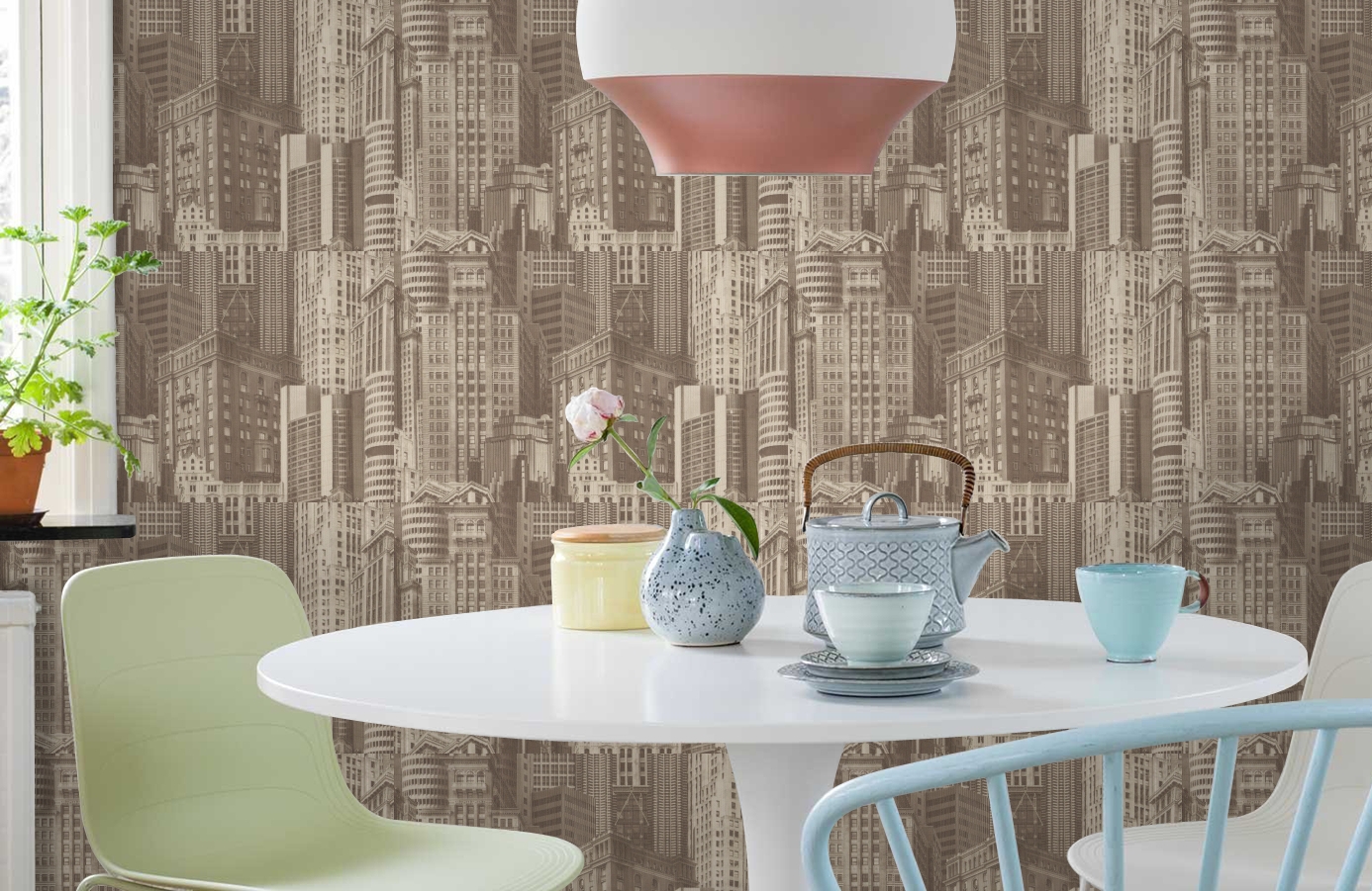 Обои 7062-12 фото в интерьере кухни