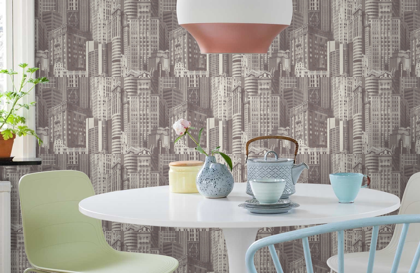 Обои 7062-18 фото в интерьере кухни