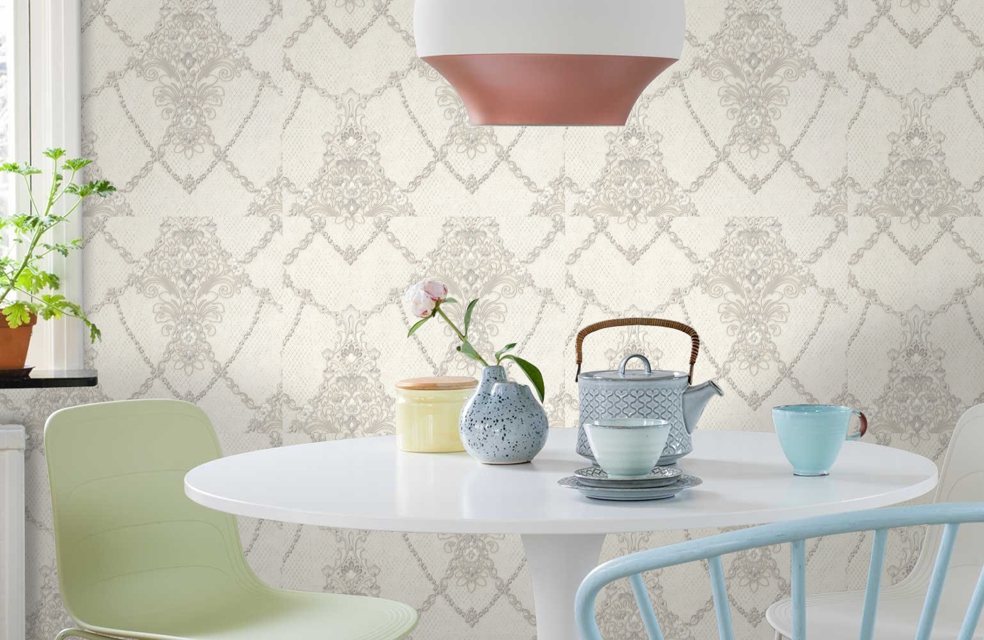 Обои 7064-00 фото в интерьере кухни