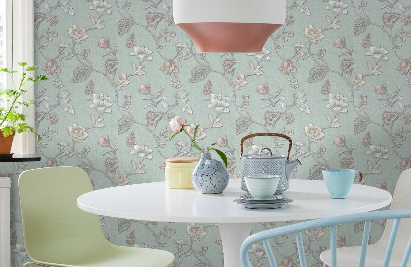 Обои 7080-04 фото в интерьере кухни