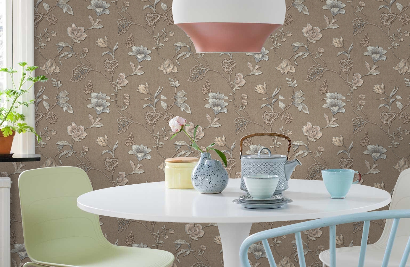 Обои 7080-12 фото в интерьере кухни