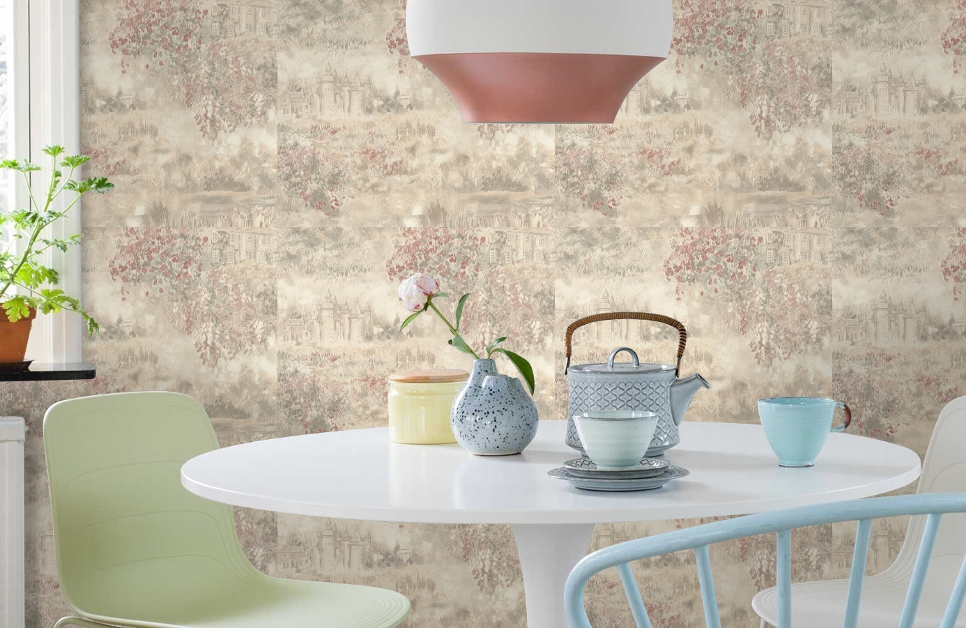 Обои 7084-02 фото в интерьере кухни