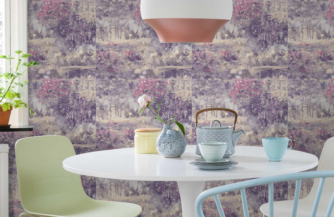 Обои 7084-18 фото в интерьере кухни