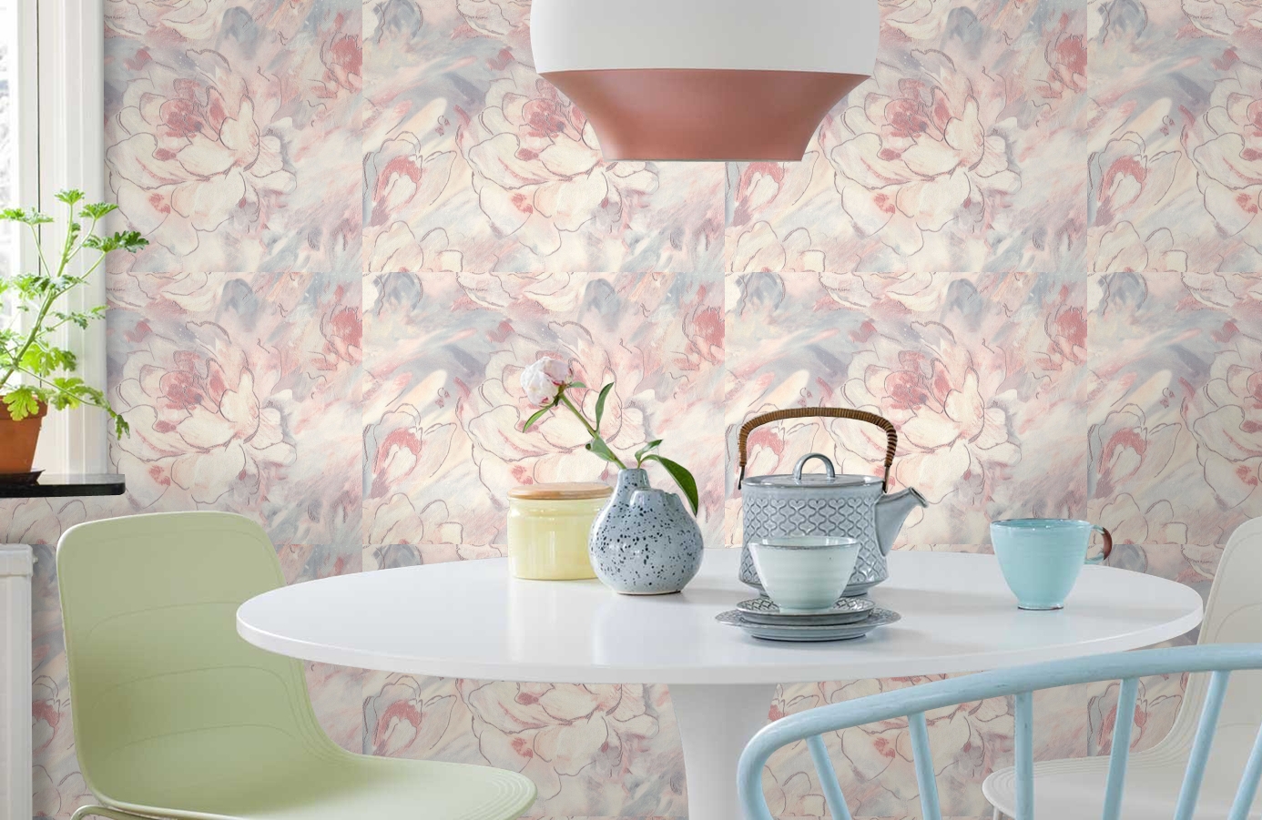 Обои 7088-20 фото в интерьере кухни