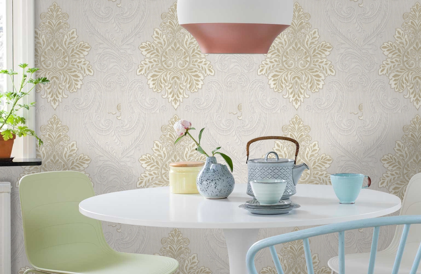 Обои 7098-11 фото в интерьере кухни