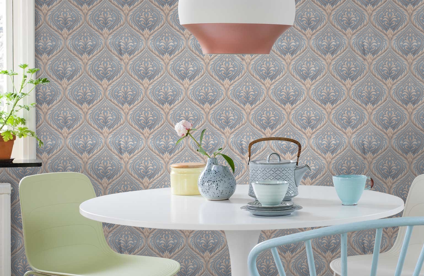 Обои 7108-03 фото в интерьере кухни