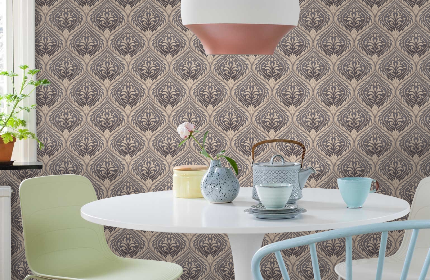 Обои 7108-23 фото в интерьере кухни