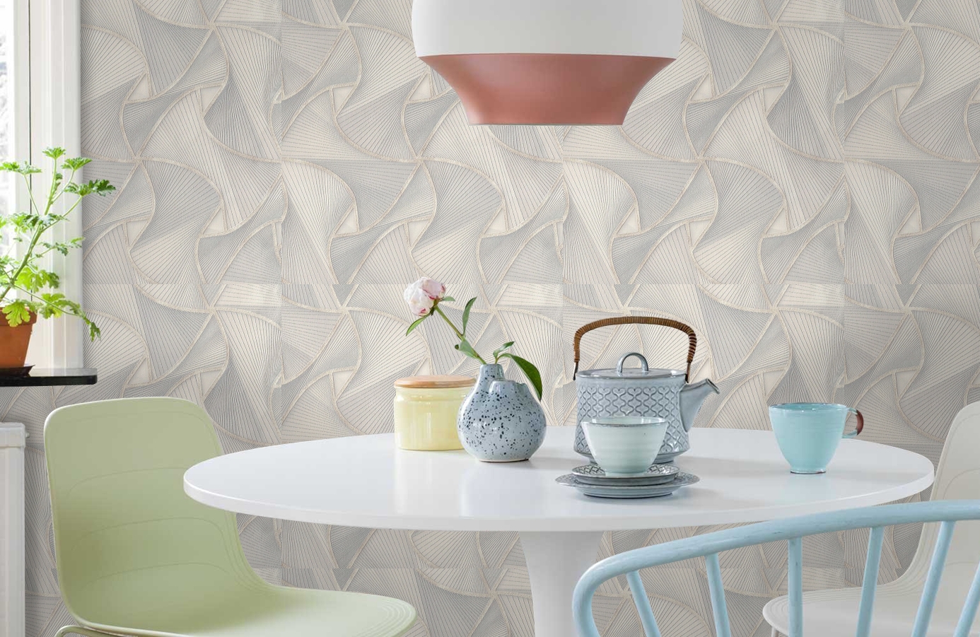 Обои 7111-11 фото в интерьере кухни