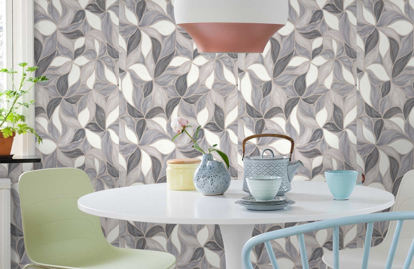 Обои 7144-23 фото в интерьере кухни