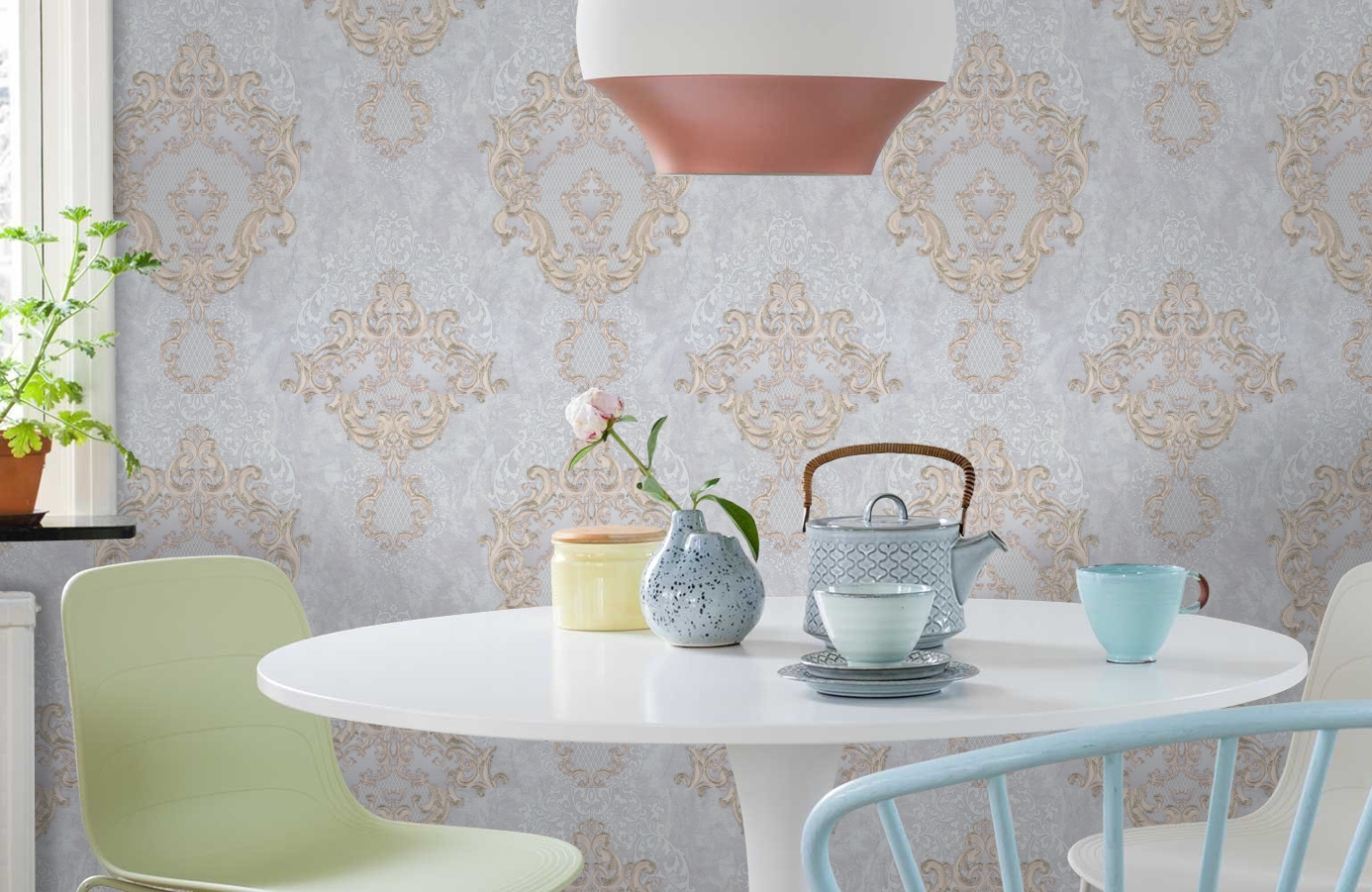 Обои 7155-24 фото в интерьере кухни