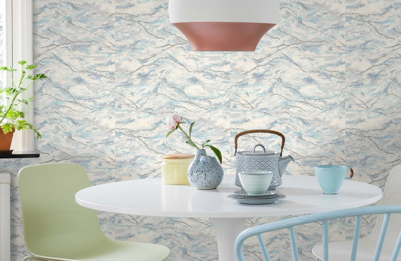 Обои 7161-04 фото в интерьере кухни