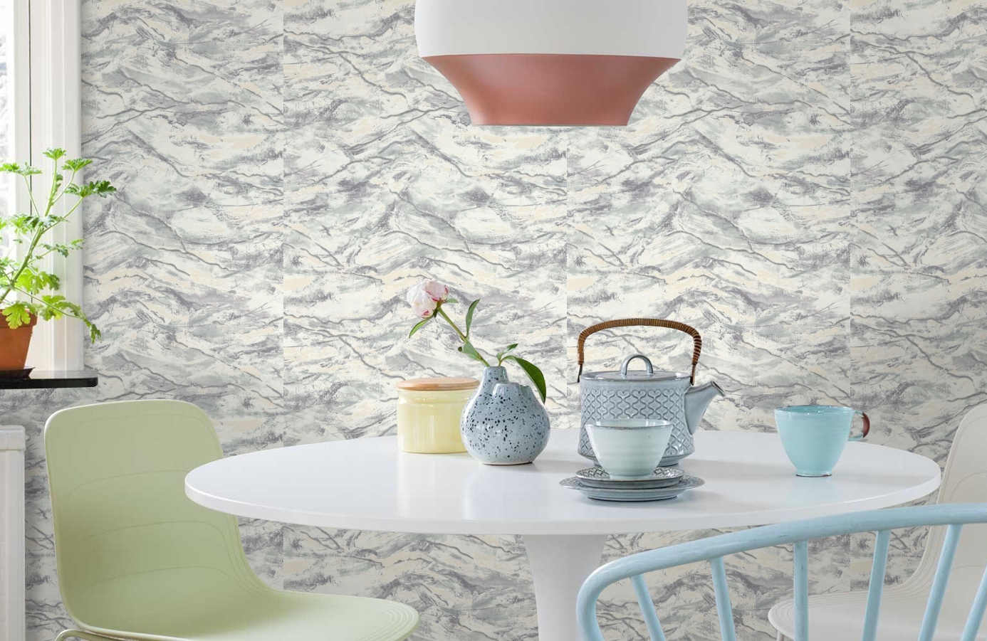 Обои 7161-11 фото в интерьере кухни