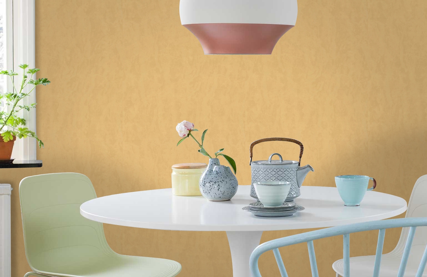 Обои 7166-05 фото в интерьере кухни