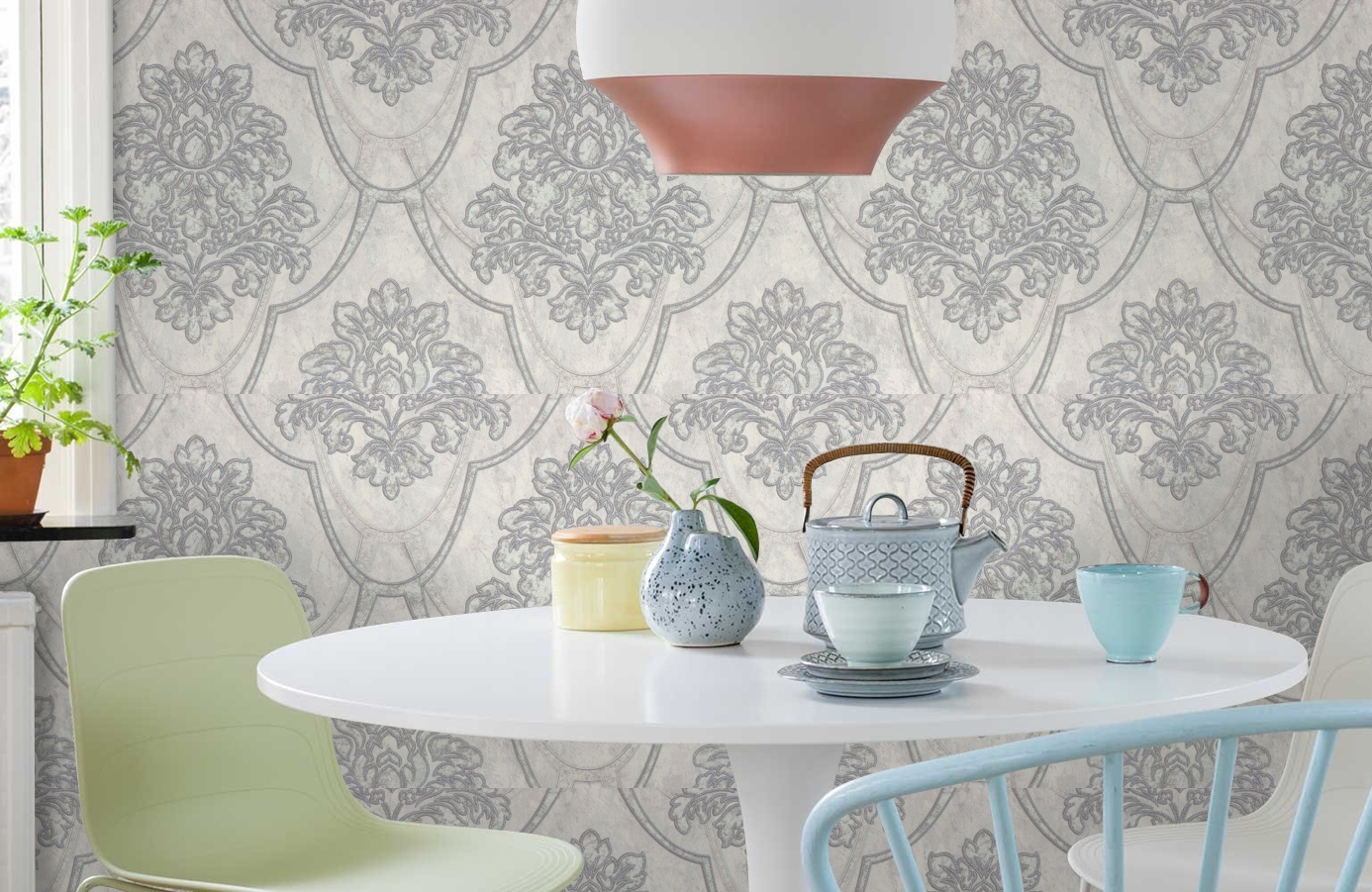 Обои 9128-17 фото в интерьере кухни