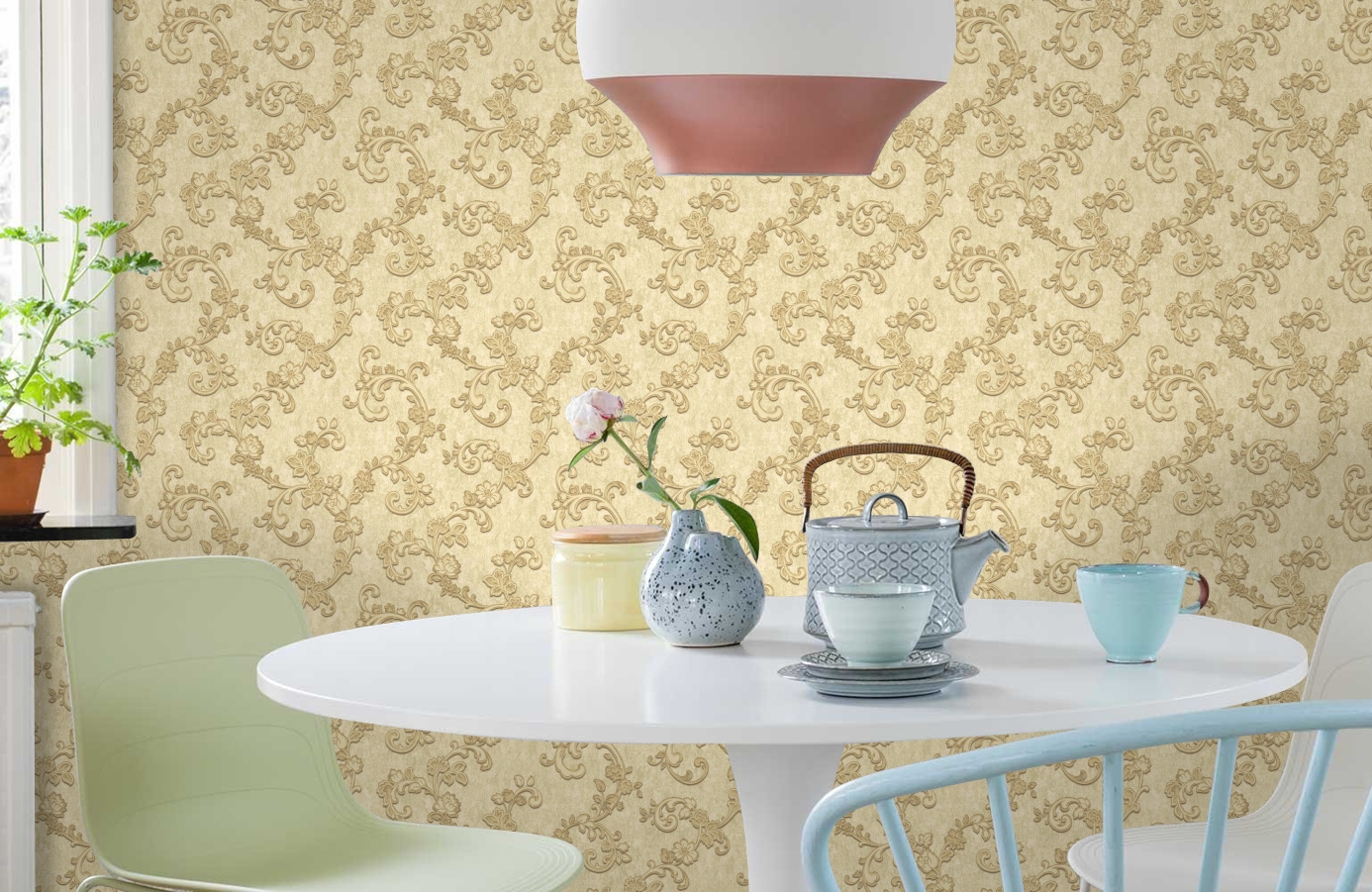 Обои VB2010 фото в интерьере кухни