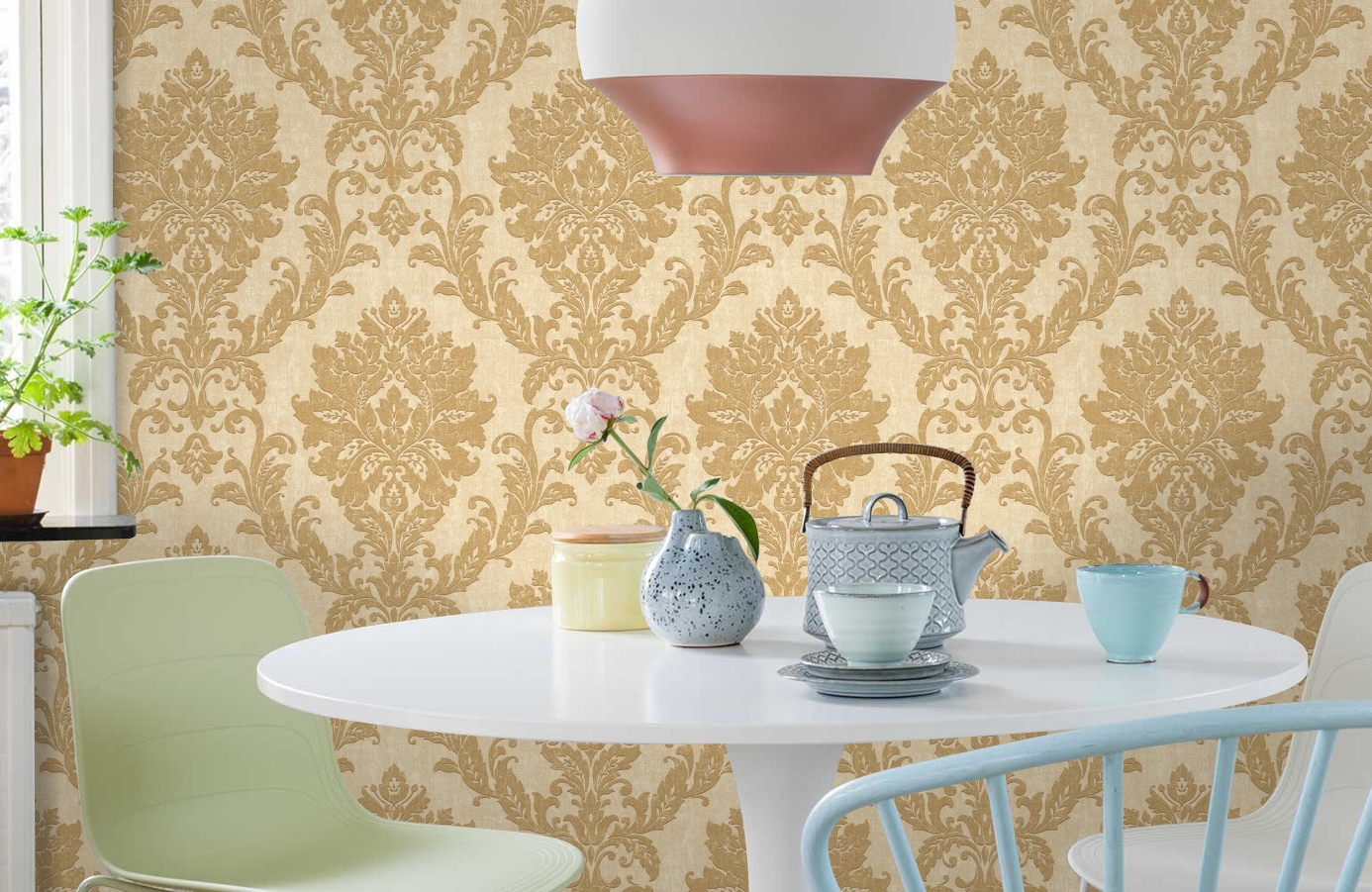 Обои VB3102 фото в интерьере кухни