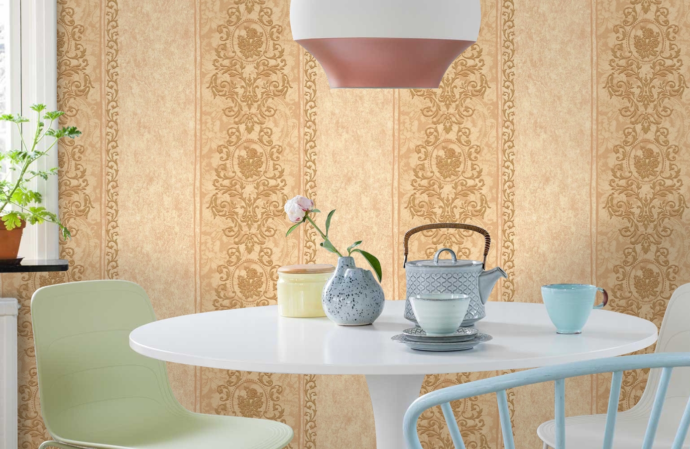 Обои VB4006 фото в интерьере кухни