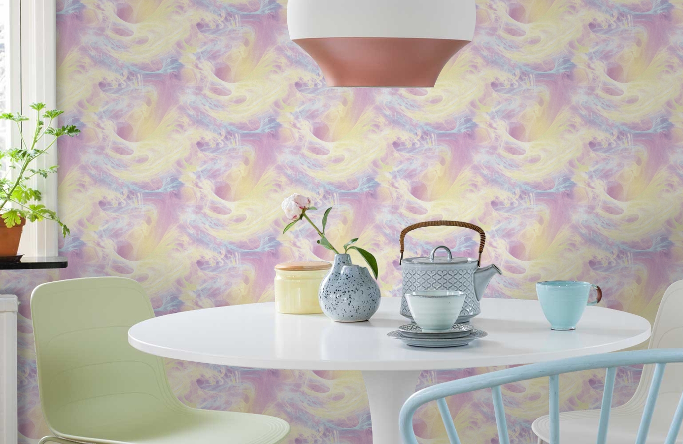 Обои 4034-8 фото в интерьере кухни