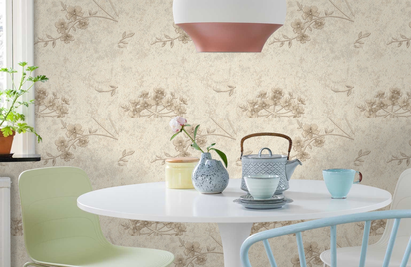 Обои 4080-4 фото в интерьере кухни