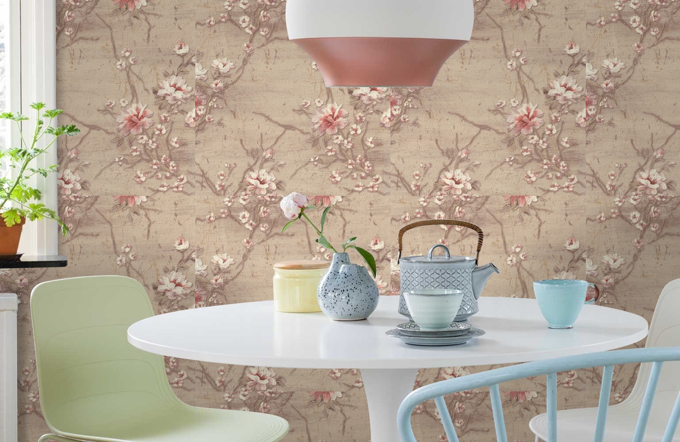 Обои 9076-02 фото в интерьере кухни