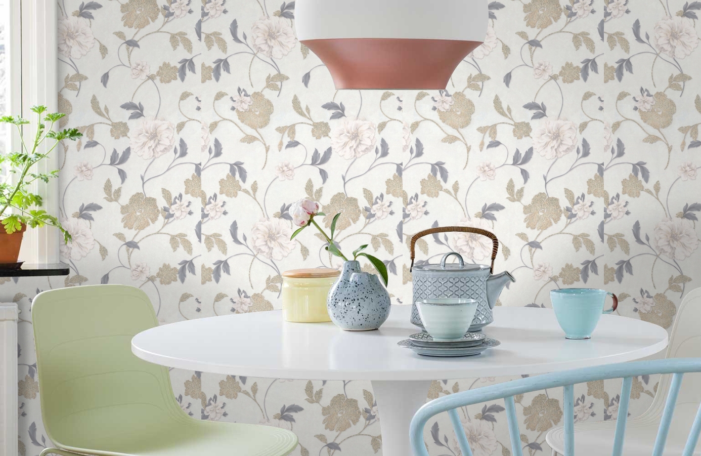 Обои 9112-00 фото в интерьере кухни