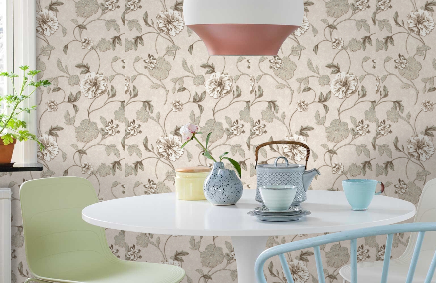 Обои 9112-01 фото в интерьере кухни