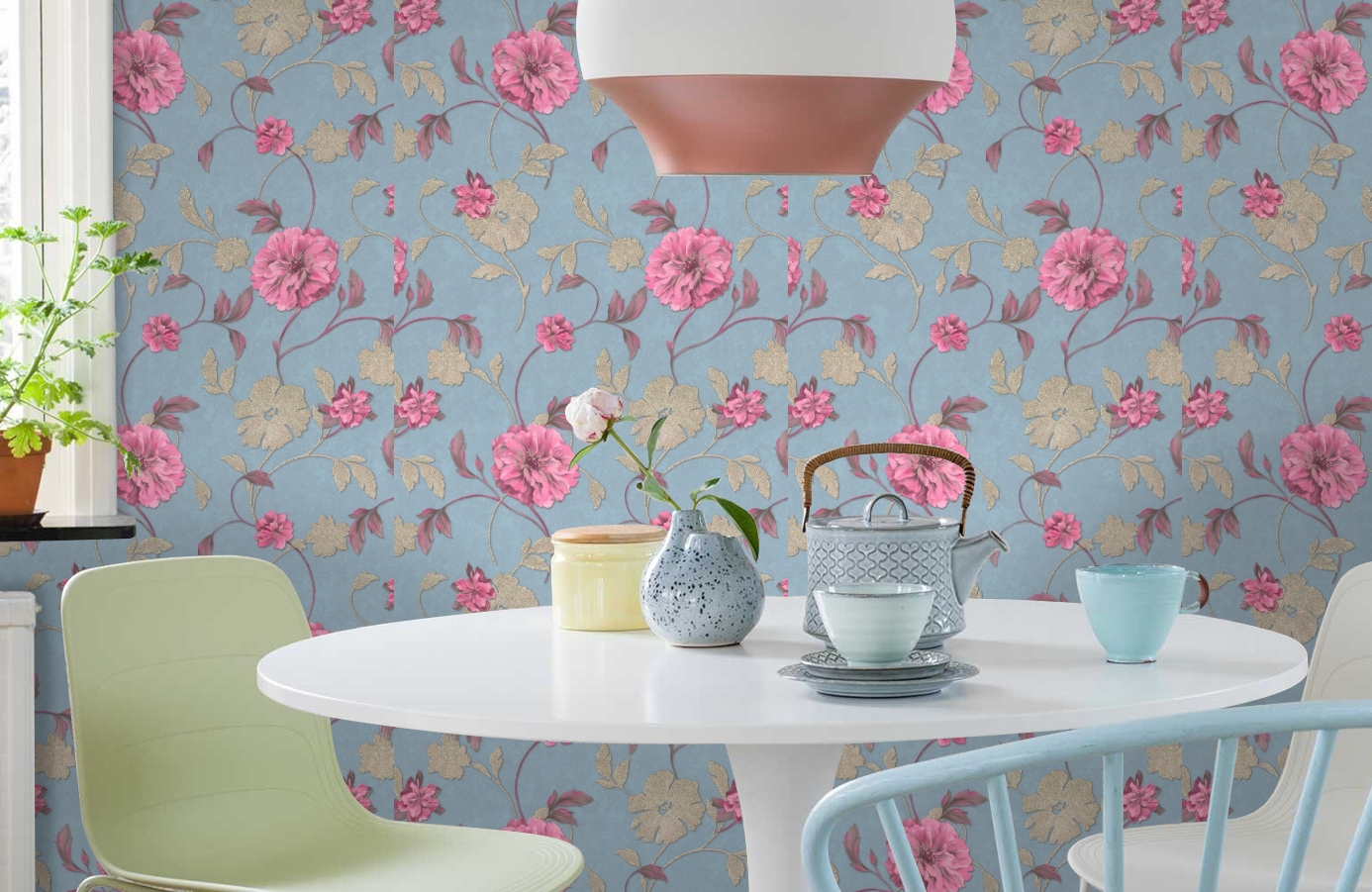 Обои 9112-03 фото в интерьере кухни