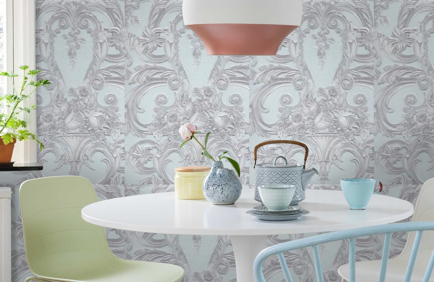 Обои 02547-12 фото в интерьере кухни