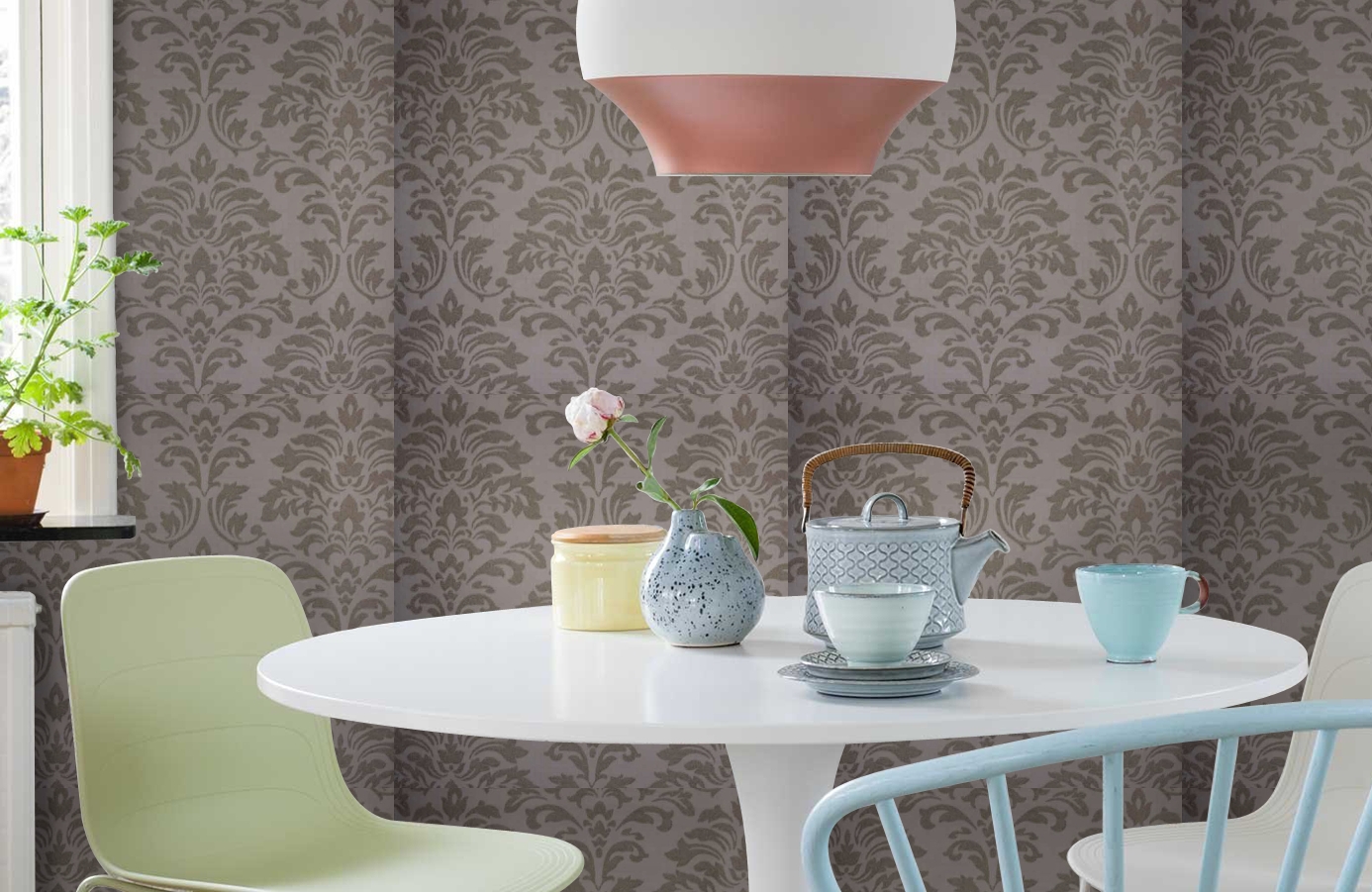 Обои 02574-32 фото в интерьере кухни