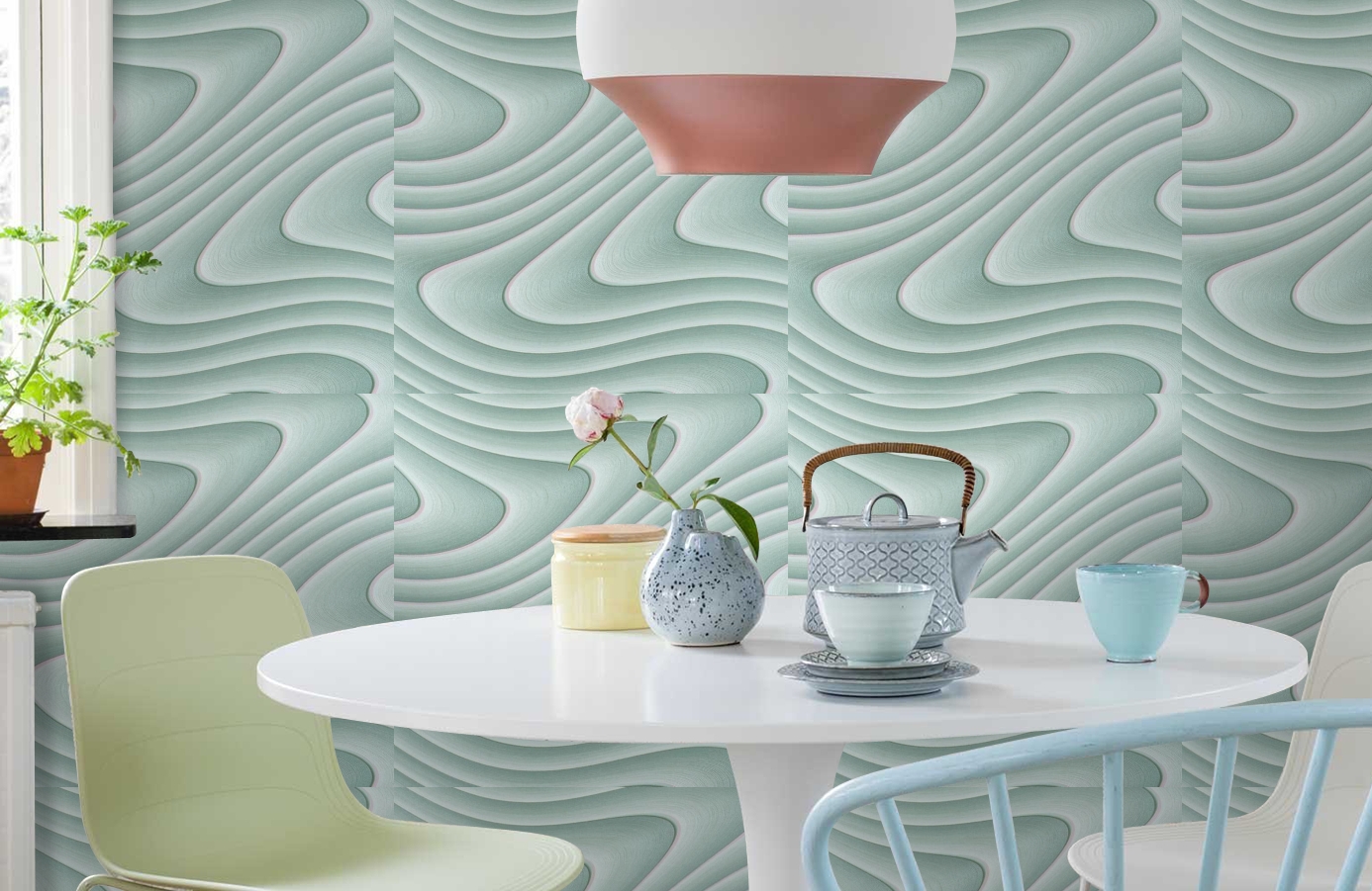 Обои 10270-05 фото в интерьере кухни