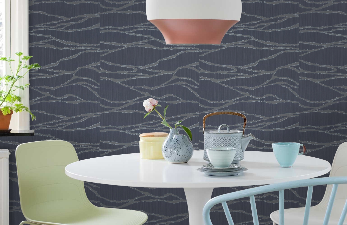 Обои 10271-06 фото в интерьере кухни