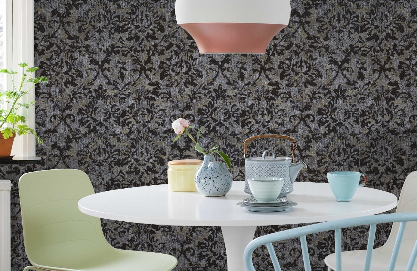 Обои 10357-05 фото в интерьере кухни