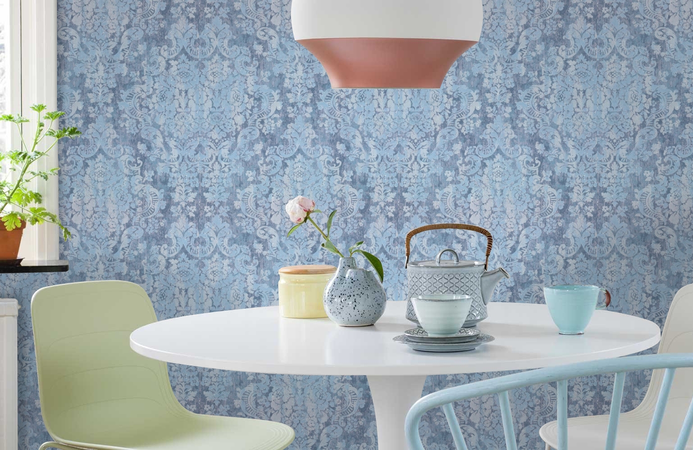 Обои 10443-03 фото в интерьере кухни