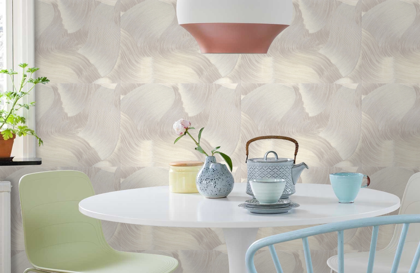 Обои 8002-11 фото в интерьере кухни